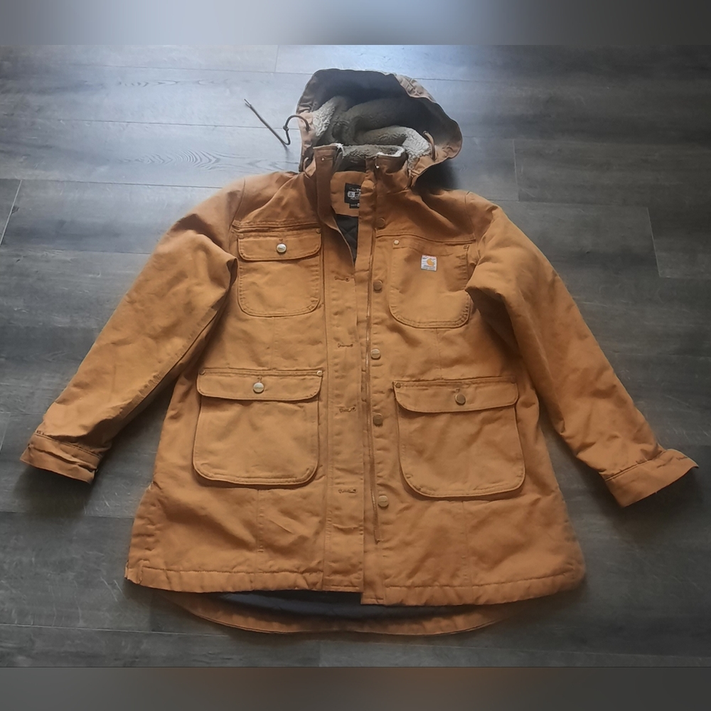 Carhartt Loose Fit Washed Duck Insulated Coat Sz L